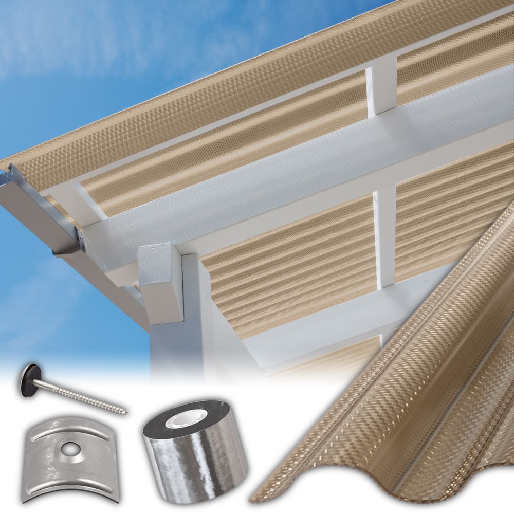 Dachhaut mit Polycarbonat Wellplatten 2,6 mm bronze Wabenstruktur