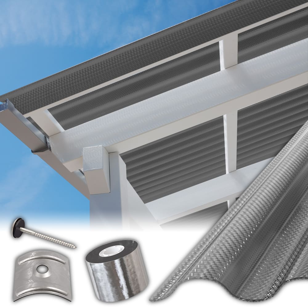 Dachhaut mit Polycarbonat Wellplatten 2,6 mm graphit Wabenstruktur